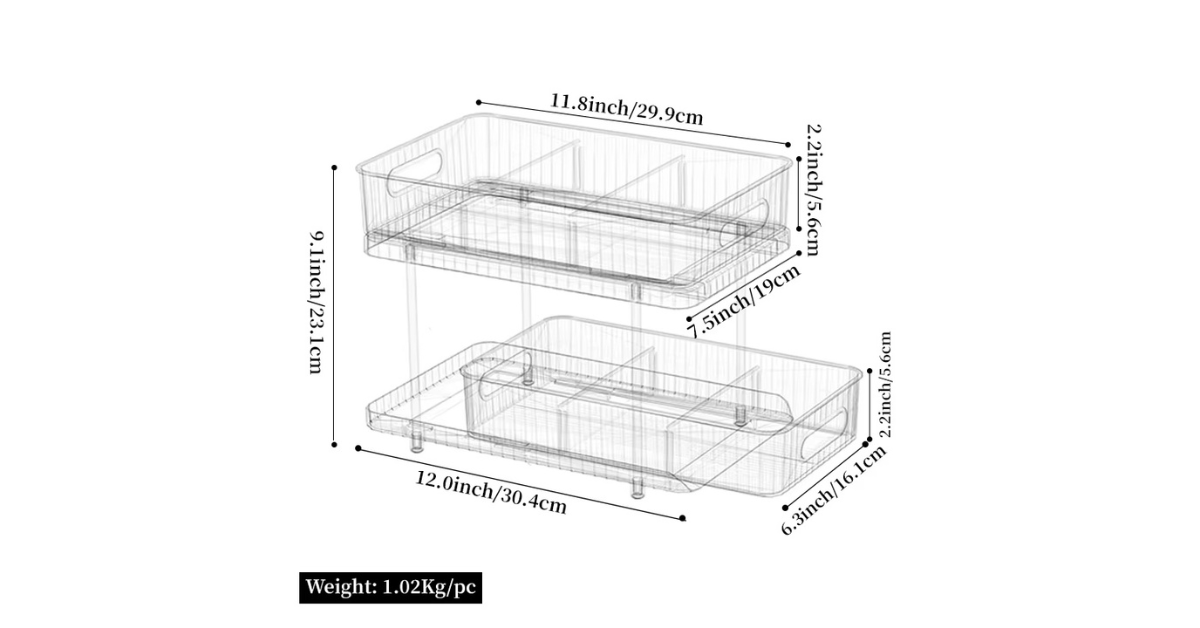 Transparent shelf storing toiletries and towels