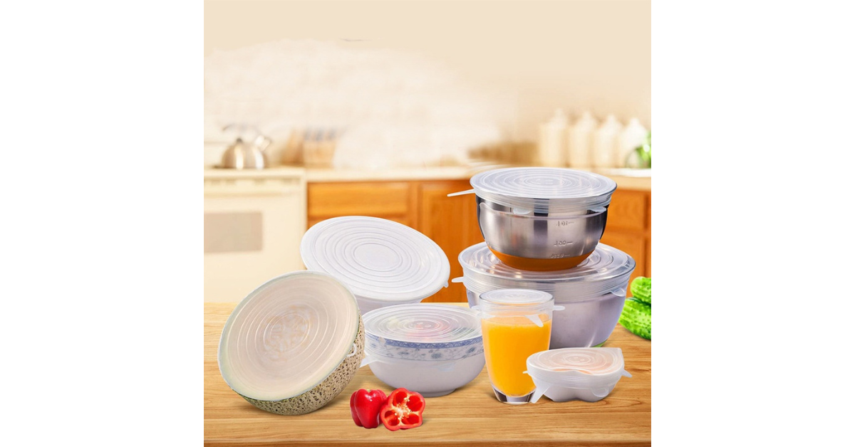 Eco-friendly silicone stretch lid covering a pot