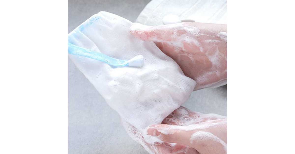 bar soap inside mesh pouch