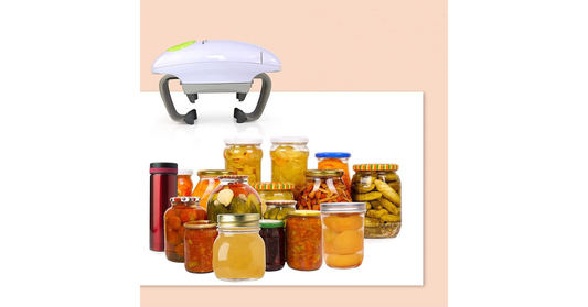 electric jar opener being used by a senior woman in a bright kitchen