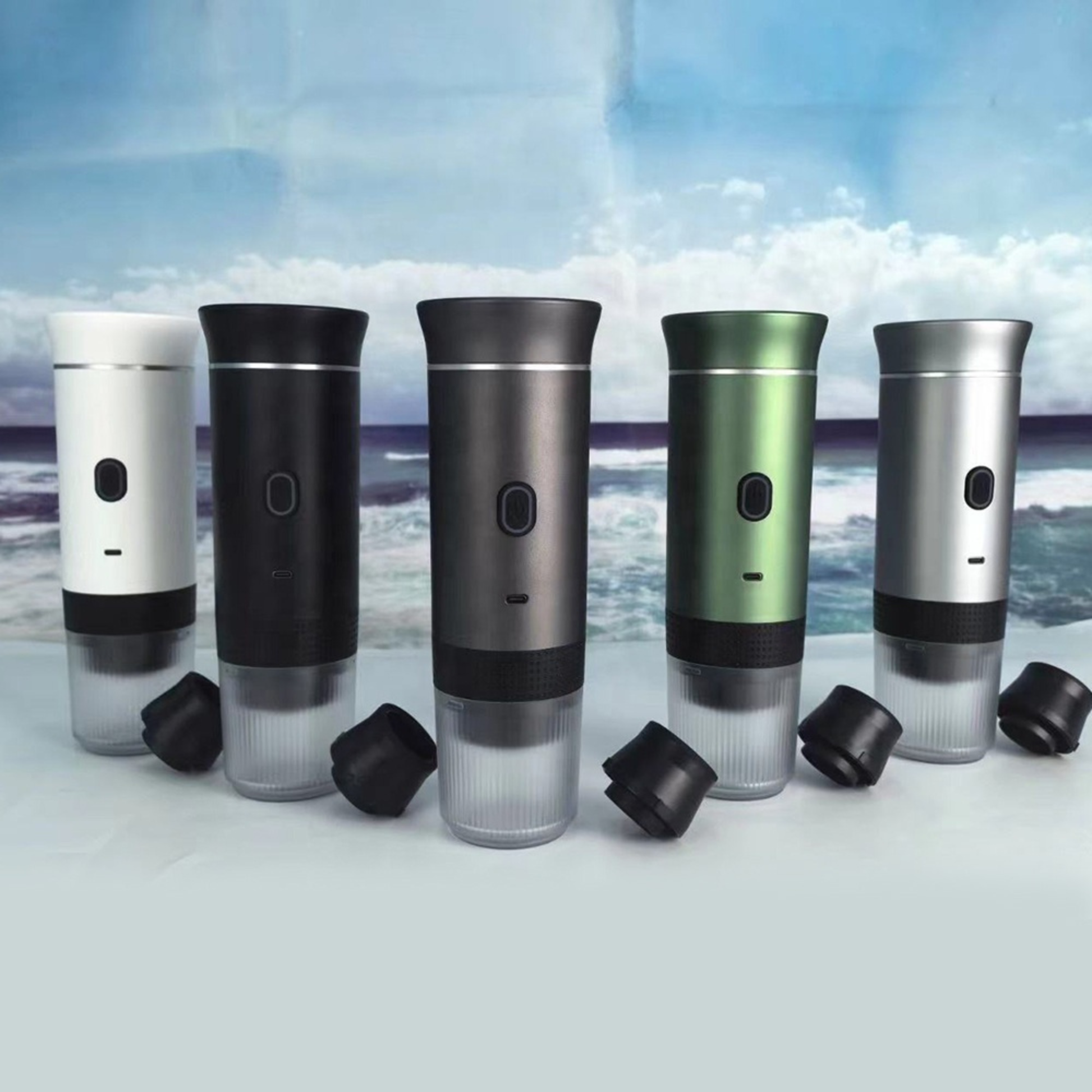 Travel espresso machine with coffee capsule