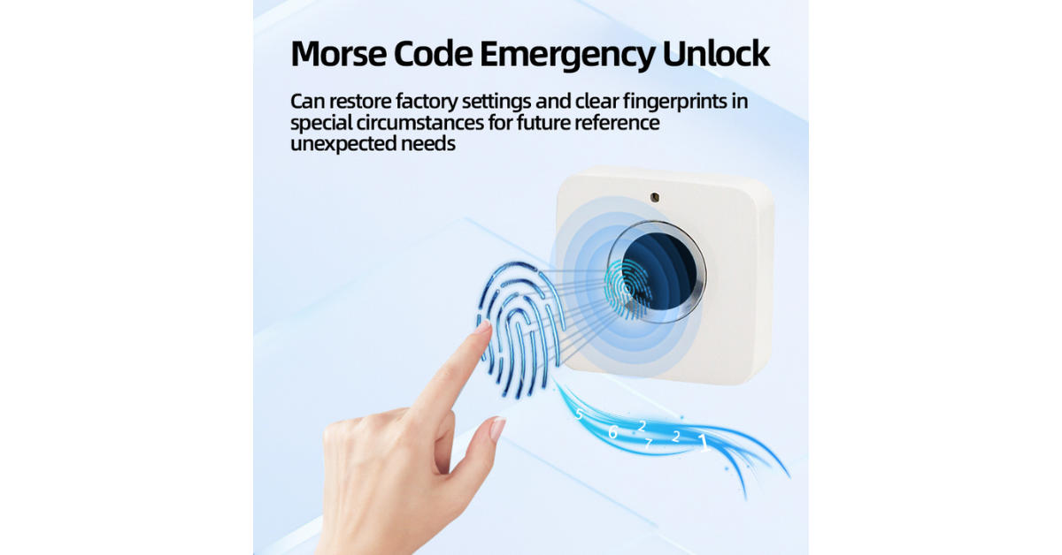 electronic fingerprint drawer lock on wooden drawer