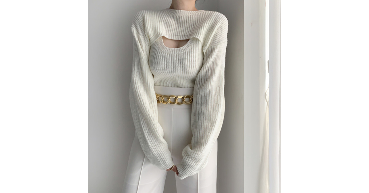 elegant knit vest and top set