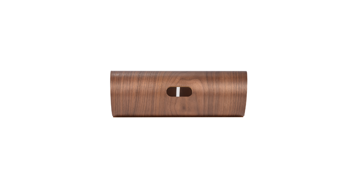 SAMDI wooden laptop stand on modern desk with laptop.