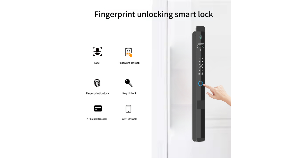 fingerprint scanner door lock close up detail