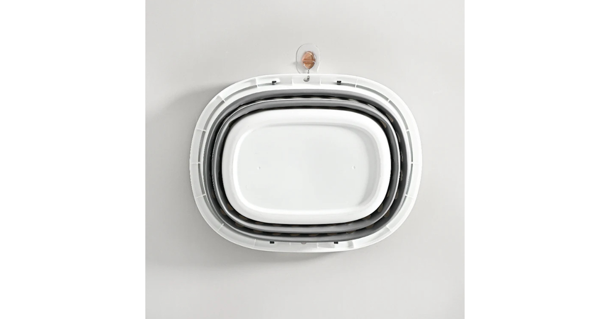 foldable clothes basket in bathroom