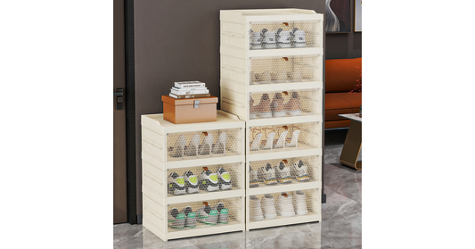 foldable plastic shoe rack organizer for closet storage