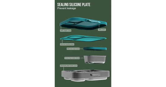 foldable silicone container with stainless steel compartments
