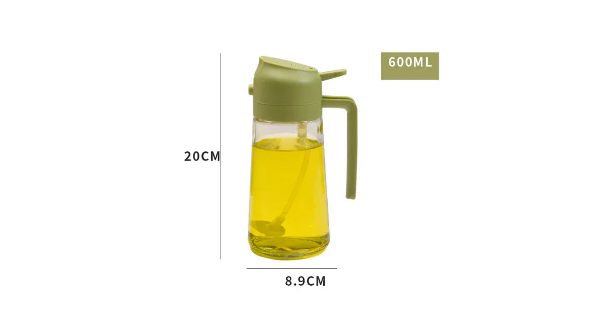 2-in-1 Olive Oil Dispenser Bottle & Glass Oil Sprayer 470ml/600ml – Premium Leak-Proof Kitchen Tool - vitaliqa