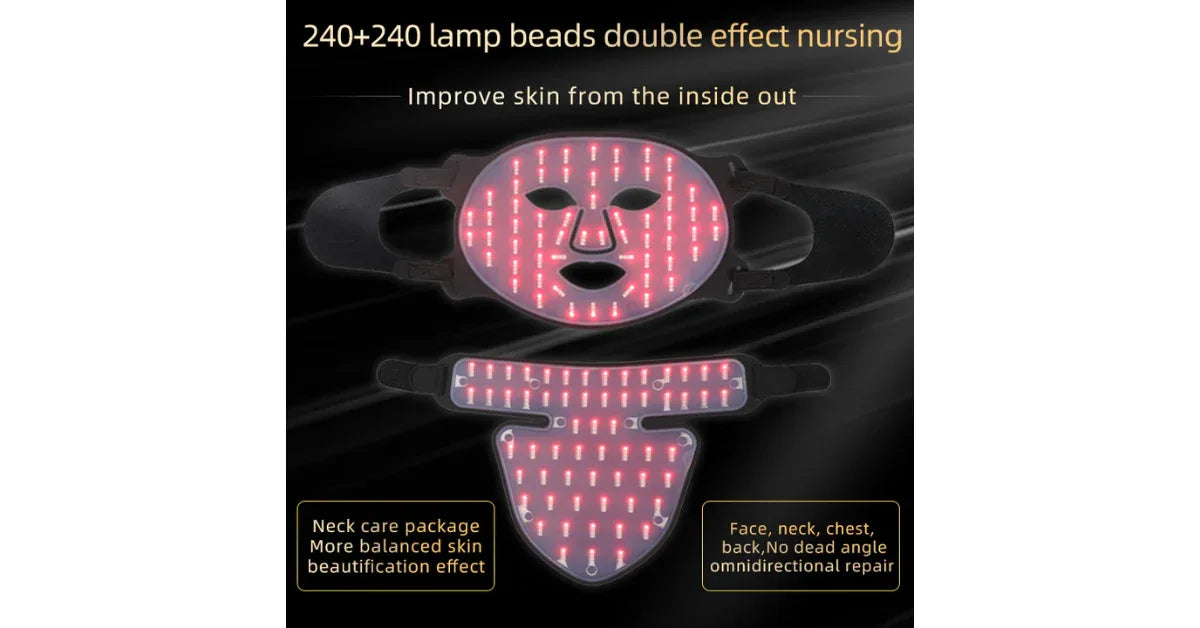 4 Colors LED Photon Red Light Therapy Mask 630nm & 850nm | Silicone Far Infrared LED Face Mask for Home Anti-Aging - vitaliqa