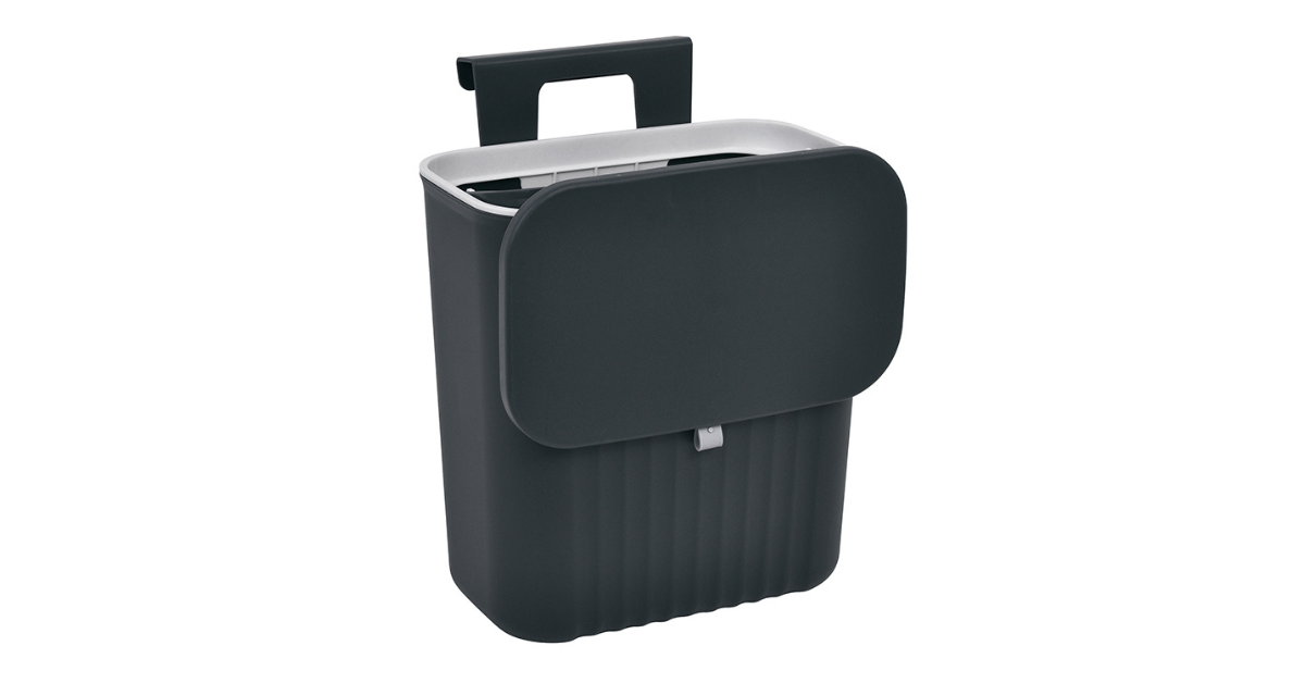 compact kitchen waste bin inside cabinet