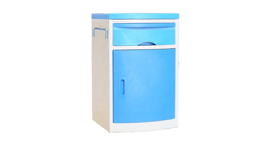 ABS patient bedside locker installed next to a hospital bed