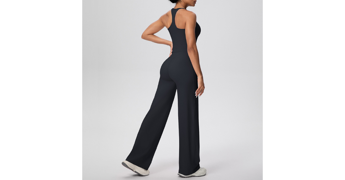 high waist straight pants knit set