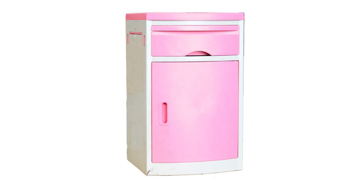 mobile bedside storage cabinet with castors for easy movement