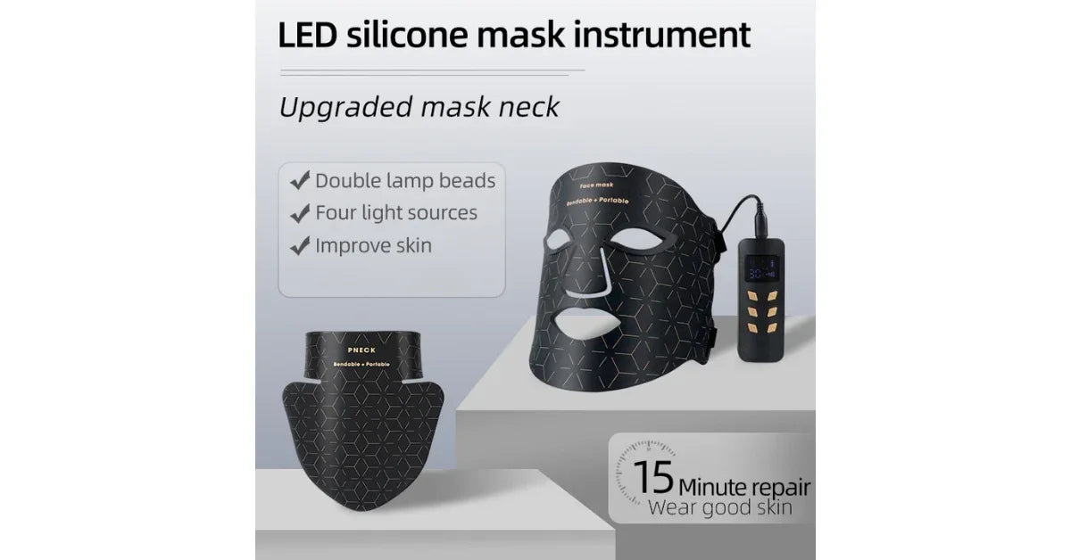 4 Colors LED Photon Red Light Therapy Mask 630nm & 850nm | Silicone Far Infrared LED Face Mask for Home Anti-Aging - vitaliqa