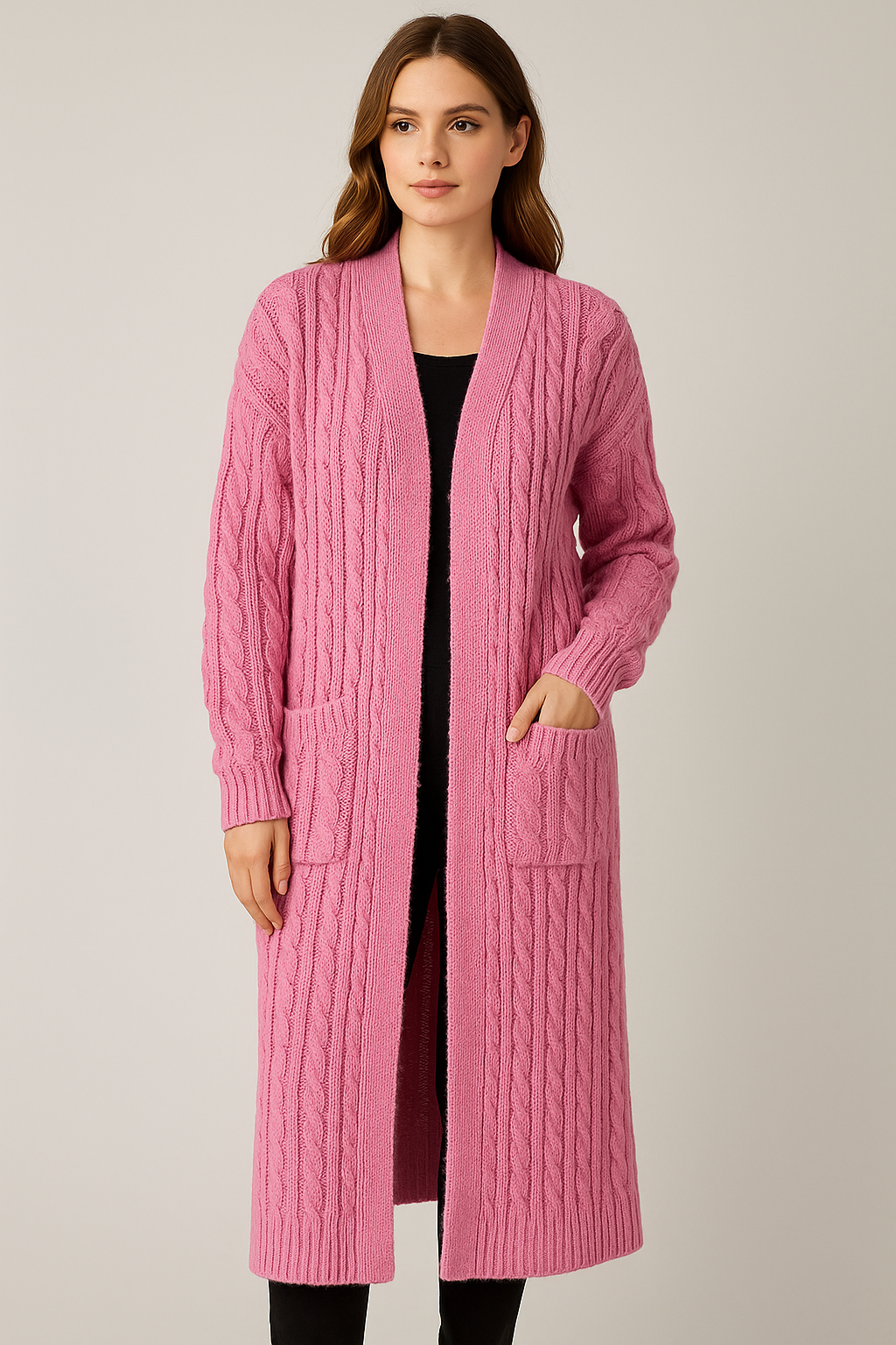 Cozy cardigan with breathable polyester fabric