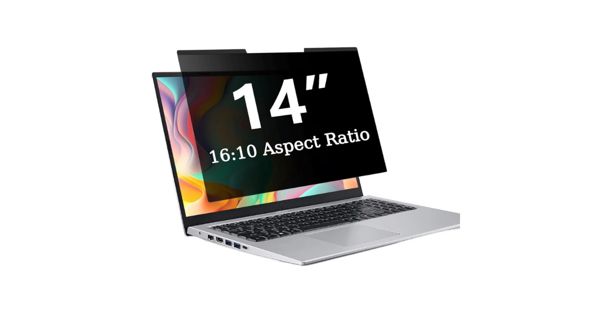 laptop privacy screen filter installed on 14 inch laptop