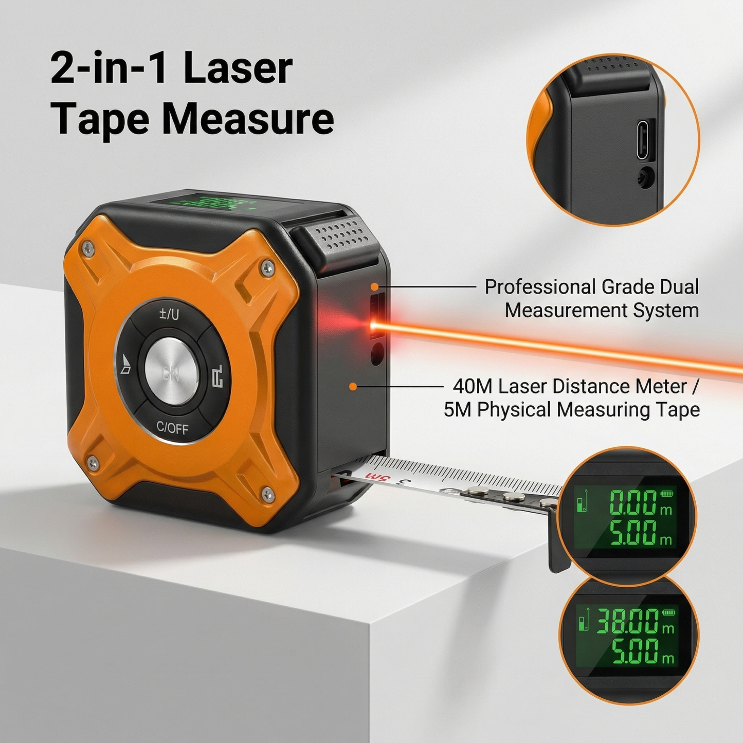 Rechargeable Lonnmeter M6 Digital Laser Measure with lithium polymer battery technology