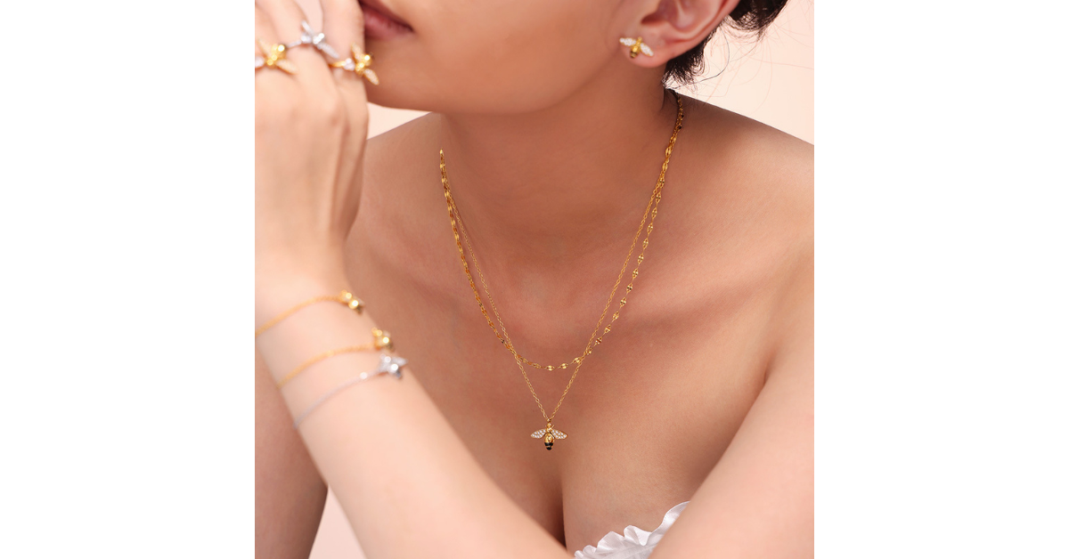 luxury bee jewelry set gold