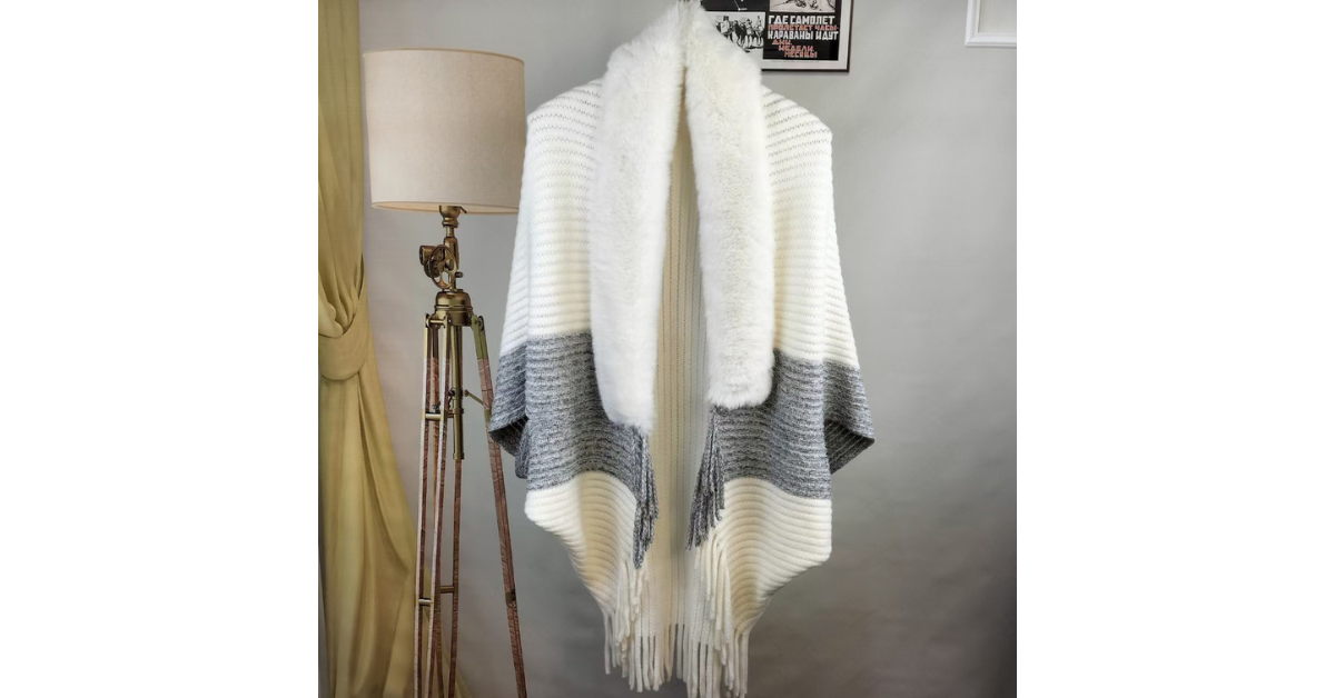 faux fur poncho women winter