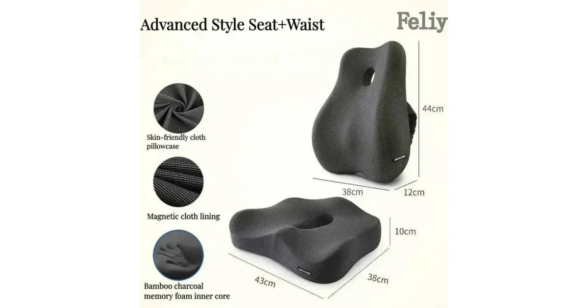 Memory Foam Lumbar & Coccyx Cushion – Best Office Chair Cushion for Back Pain & Posture Support - vitaliqa