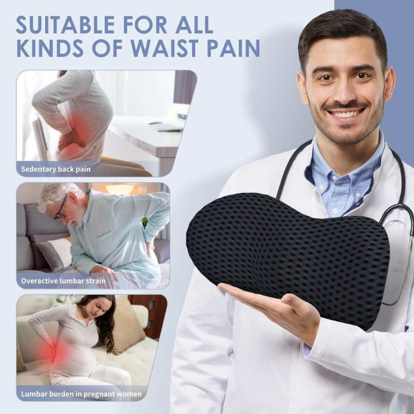 Memory foam back cushion for office seating
