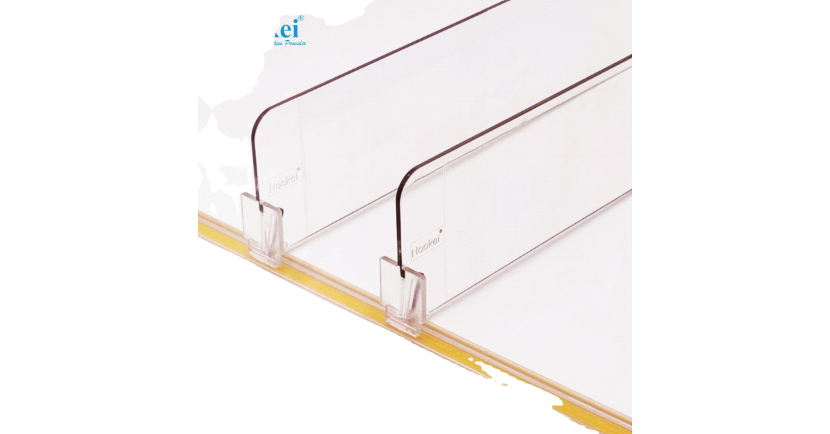 vertical shelf divider clear plastic