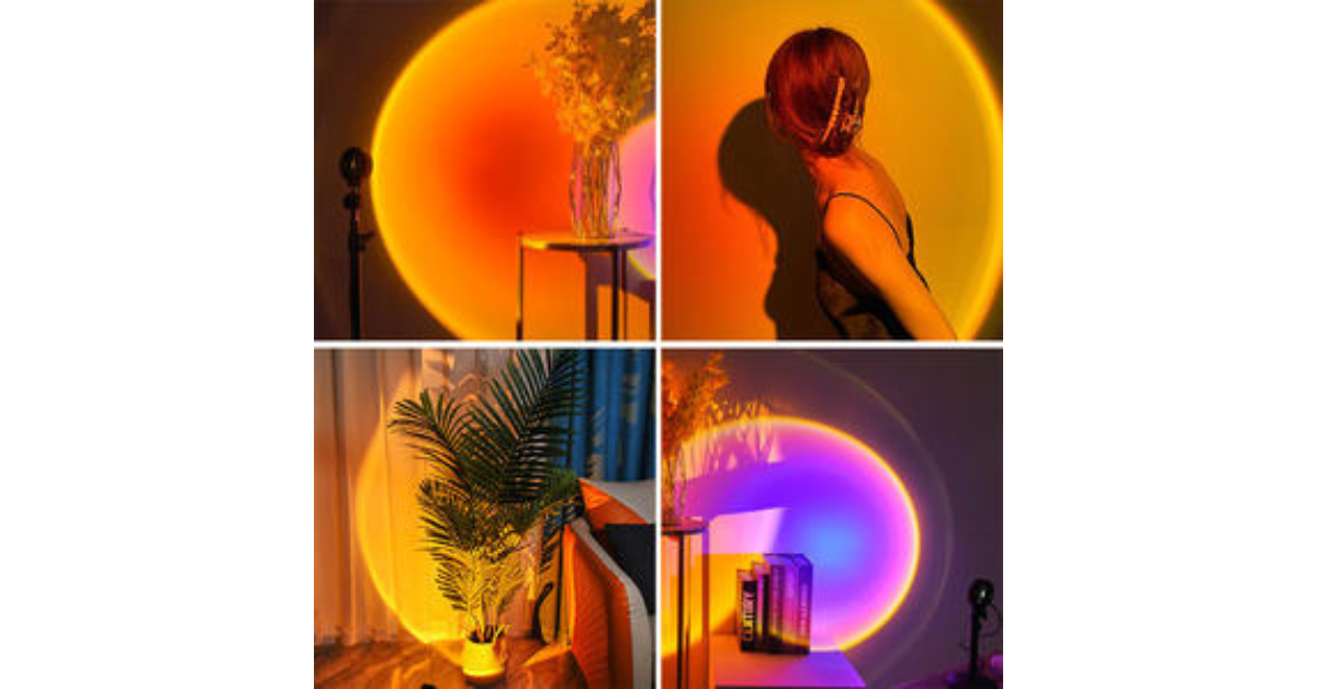 Smart sunset projector lamp with WiFi control and RGB colors