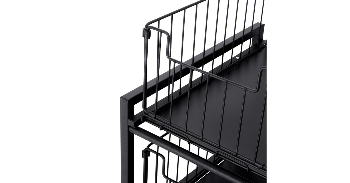 black metal under sink storage rack