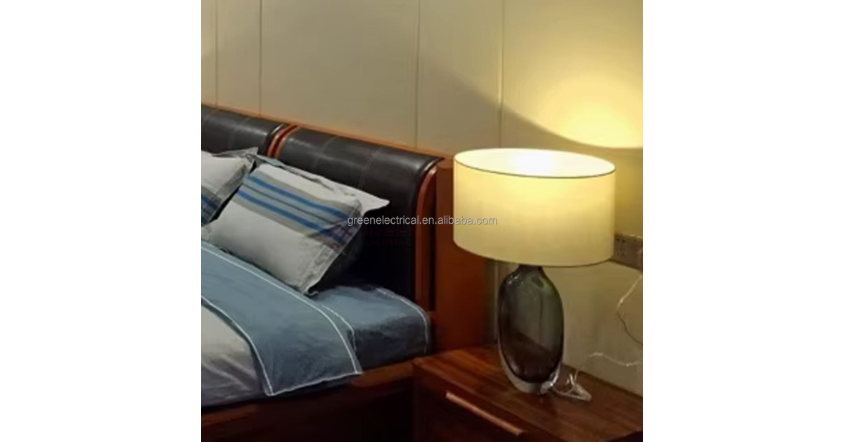 Murano glass table lamp illuminating living room