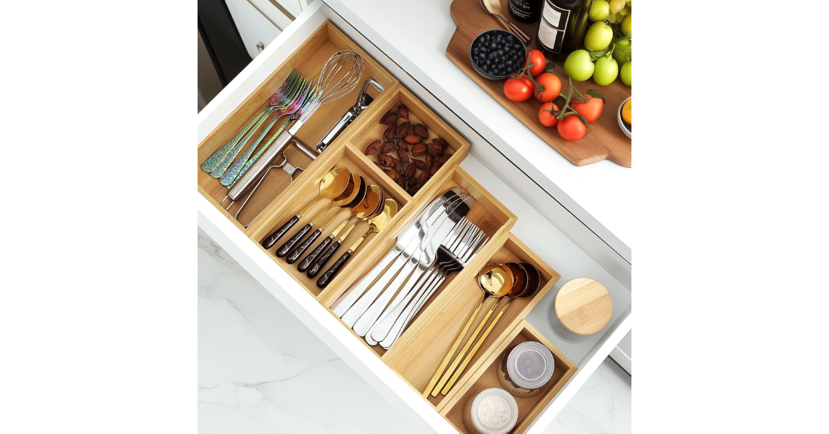 desk drawer organizer bamboo storage tray