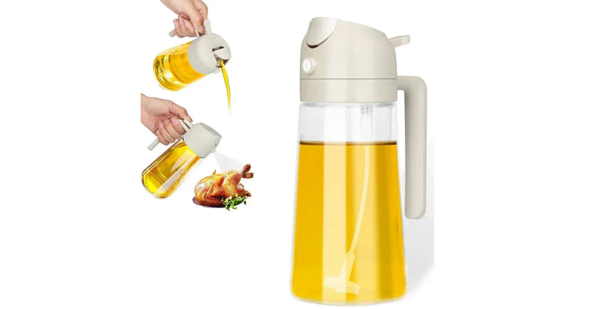 2-in-1 Olive Oil Dispenser Bottle & Glass Oil Sprayer 470ml/600ml – Premium Leak-Proof Kitchen Tool - vitaliqa