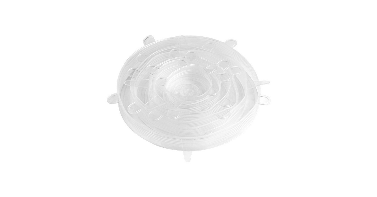 Heat-resistant silicone lid on a pan in oven