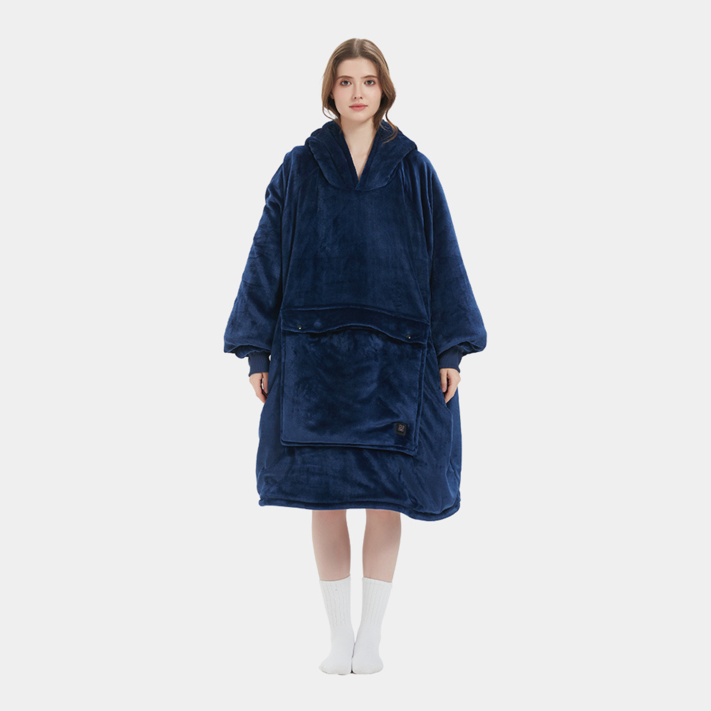 Soft flannel wearable blanket hoodie for winter comfort