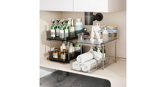 PET transparent double-tier shelf under bathroom sink