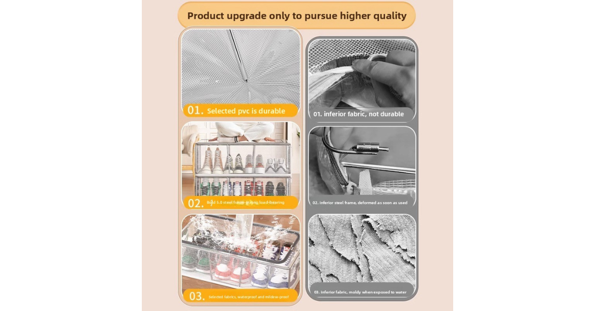 Transparent plastic shoe box with sneakers inside