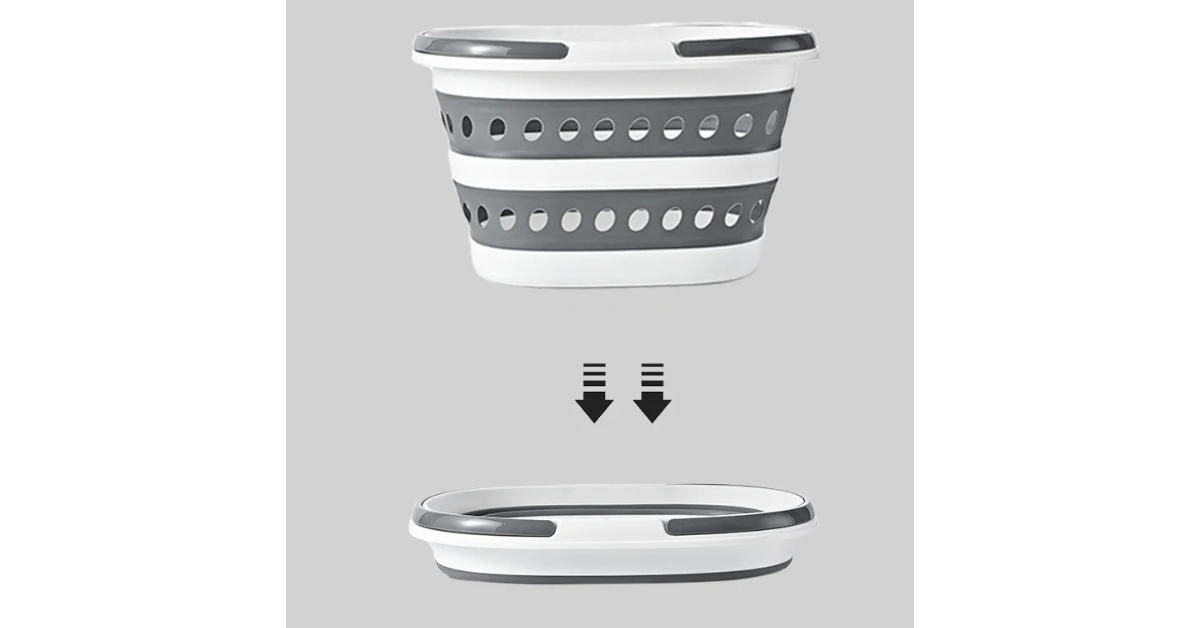 space saving laundry bin behind door