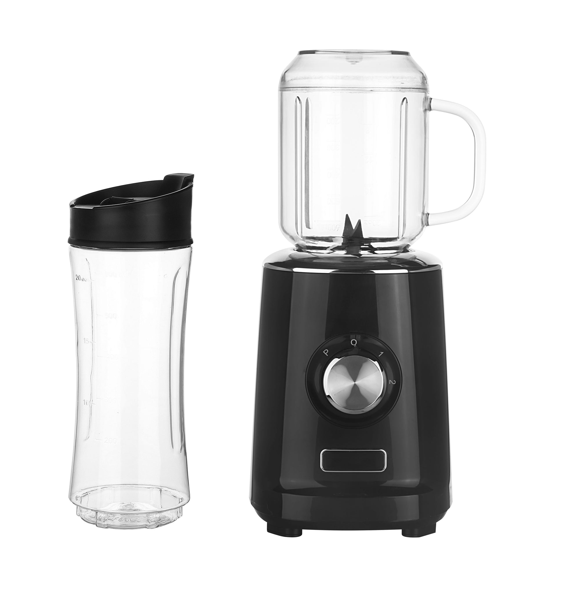 Portable blender bottle with fresh fruit ingredients