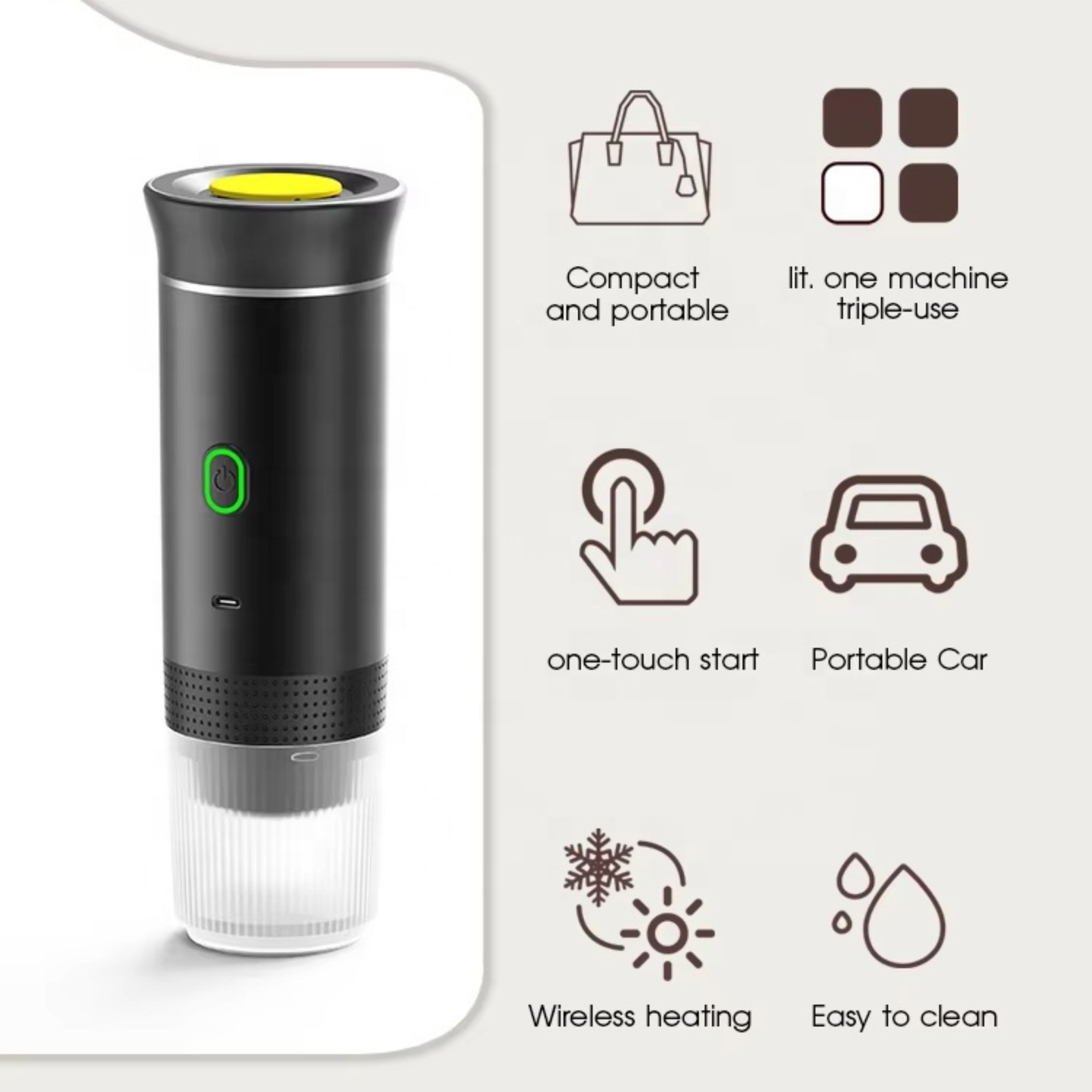 Compact travel coffee machine outdoors