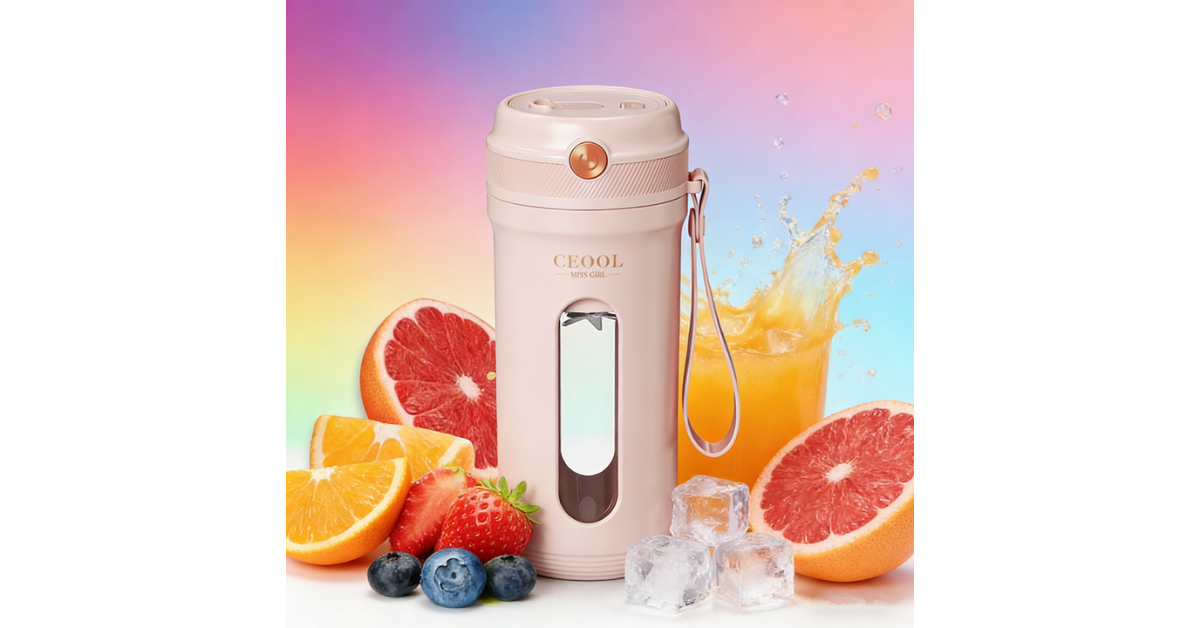 Portable mini blender on kitchen counter