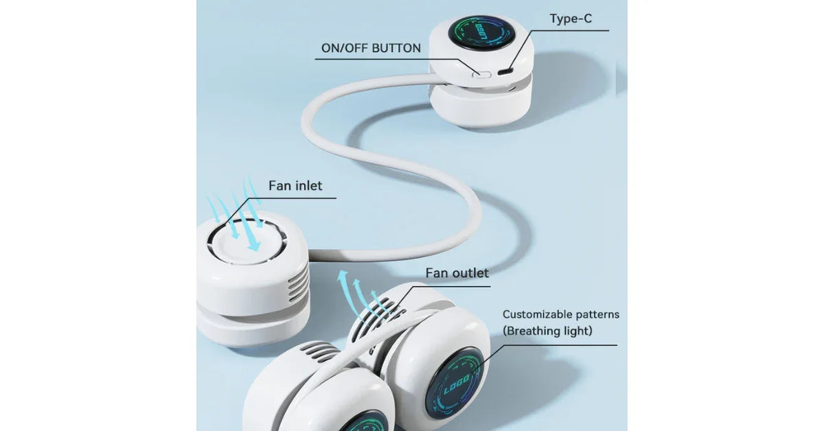 Portable Neck Fan QW-F19 – Wearable Bladeless-Style Air Cooler (1800mAh, 3 Speeds) - vitaliqa