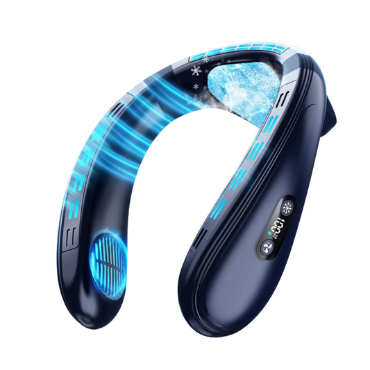 Portable rechargeable semiconductor cooling neck fan with bladeless design for personal summer cooling