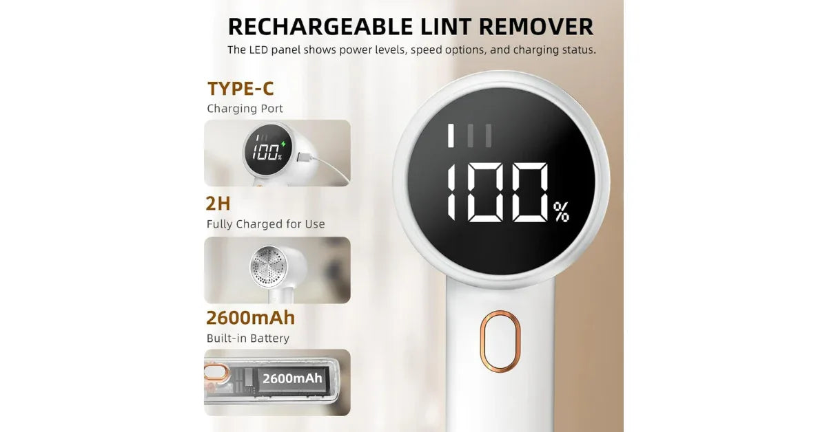 Rechargeable Q20 Electric Lint Remover for Clothes with LED Display - vitaliqa