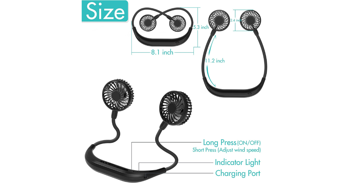 rechargeable neck fan hands free design