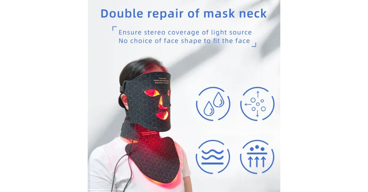 4 Colors LED Photon Red Light Therapy Mask 630nm & 850nm | Silicone Far Infrared LED Face Mask for Home Anti-Aging - vitaliqa