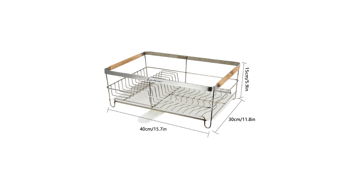 Modern kitchen with polished stainless steel rack