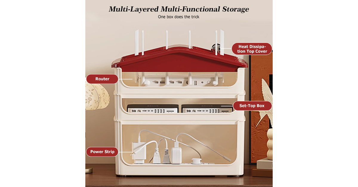 cable management box with power strip