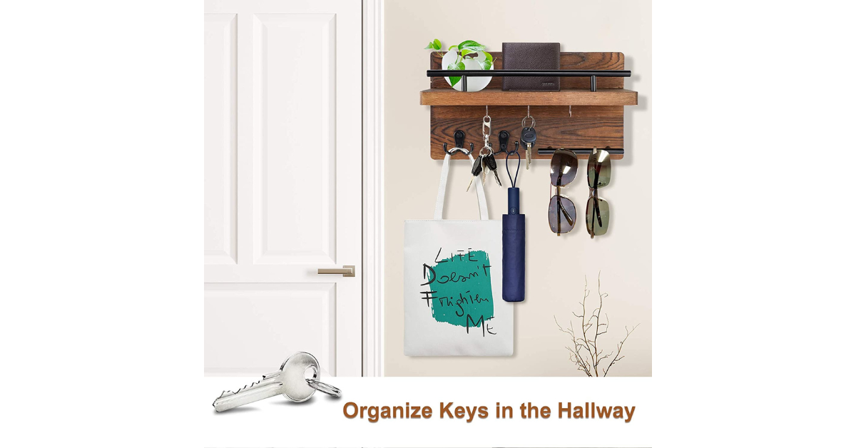 entryway wooden mail organizer