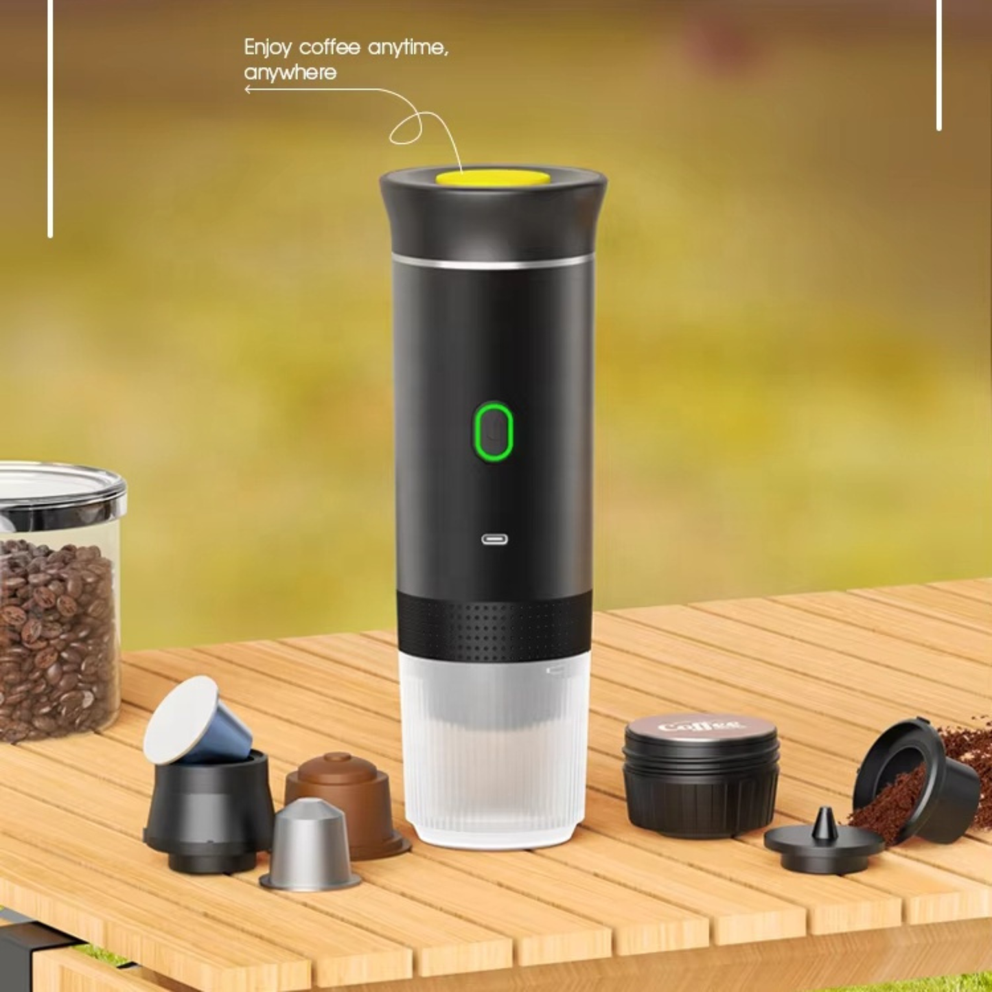 Electric espresso maker with USB charging