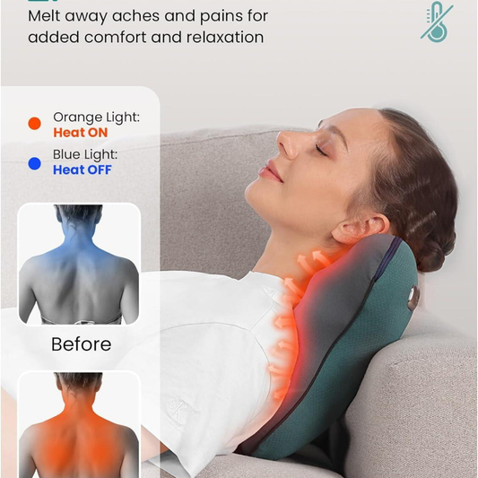 Shiatsu neck massager with heat in use